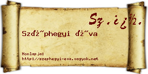 Széphegyi Éva névjegykártya